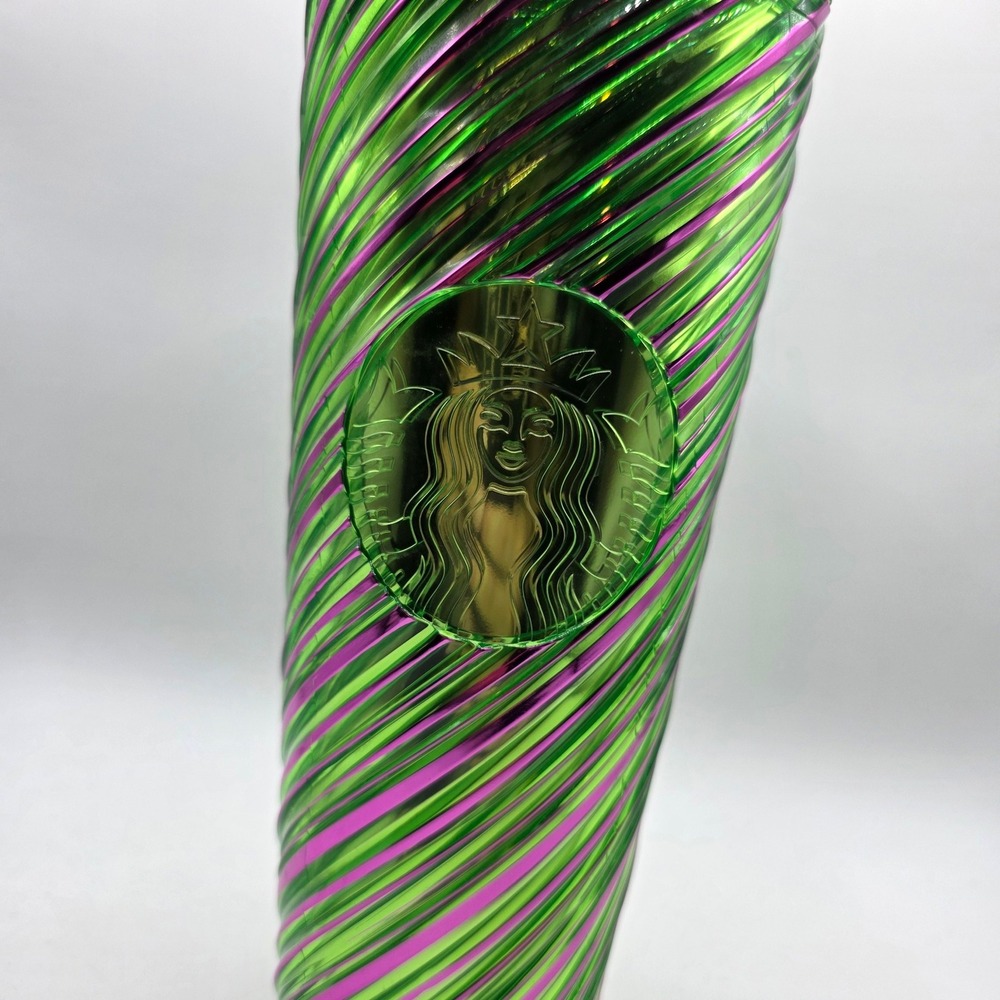 Starbucks Wicked Movie 24oz Venti Cold Cup Tumbler Green Pink Swirl Metallic